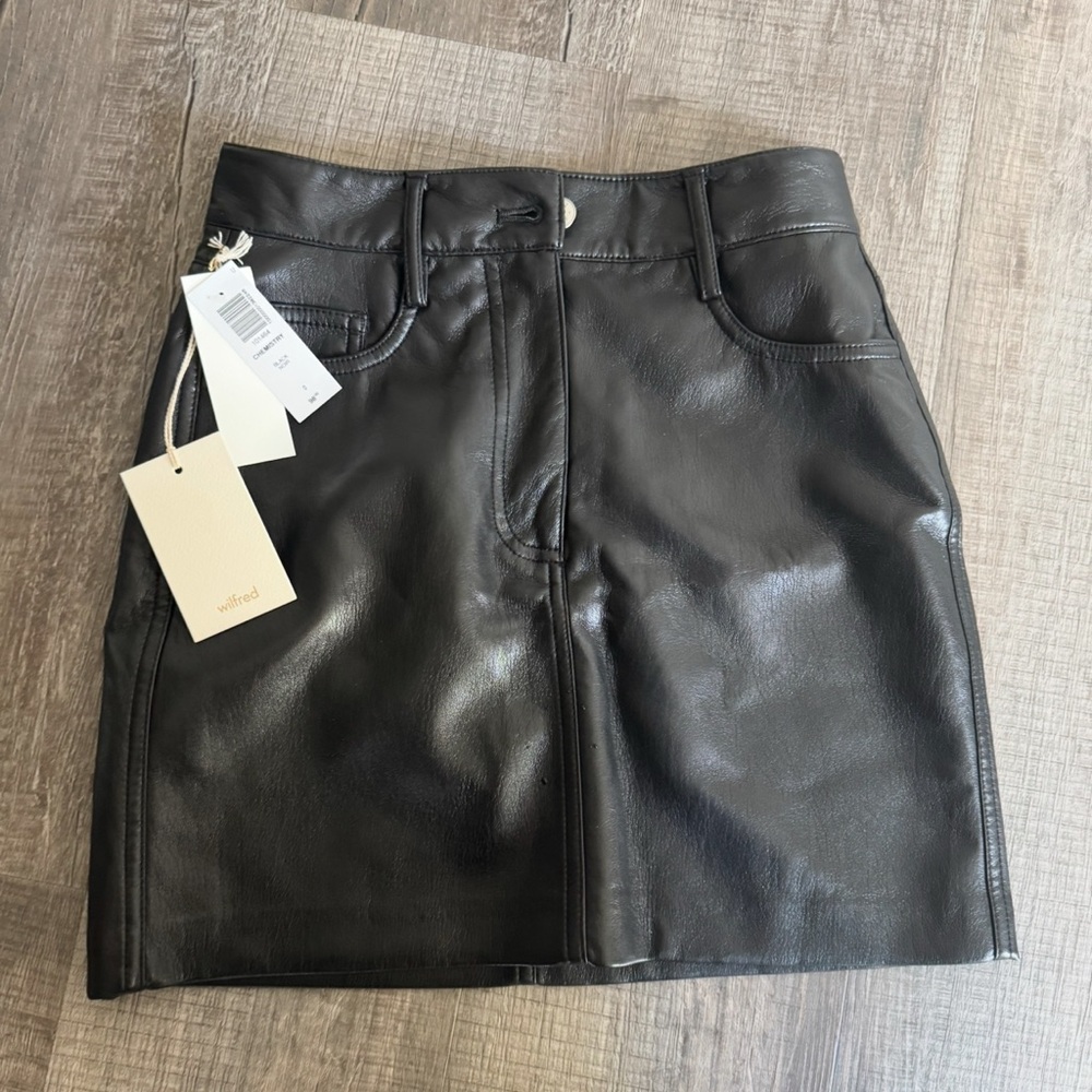 Aritzia Black Leather Mini Skirt